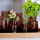 Set 5 vases in blown glass art glass ALLEX, Drôme