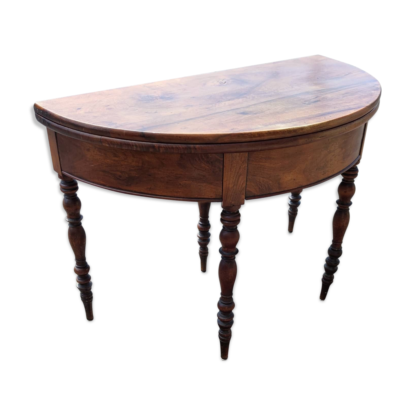 Half-moon console table in solid walnut