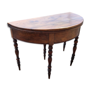 Console demi Lune en noyer massif