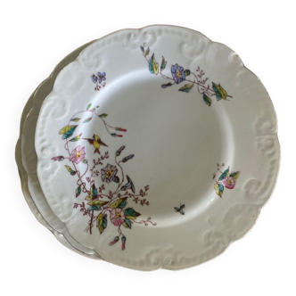 Ensemble de 4 assiettes vintages mésanges et liseron