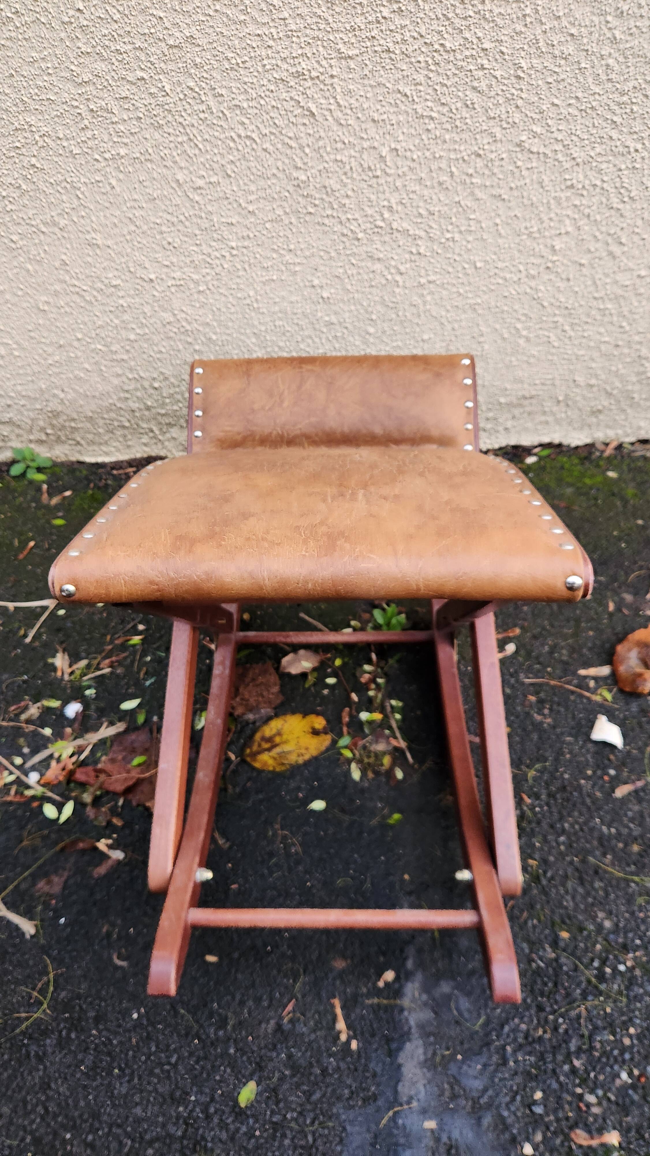 Tabouret bois style rustique art populaire fait main