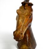 Decorative heavy lifelike 1960's horse head sculpture in brown soapstone