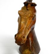 Decorative heavy lifelike 1960's horse head sculpture in brown soapstone