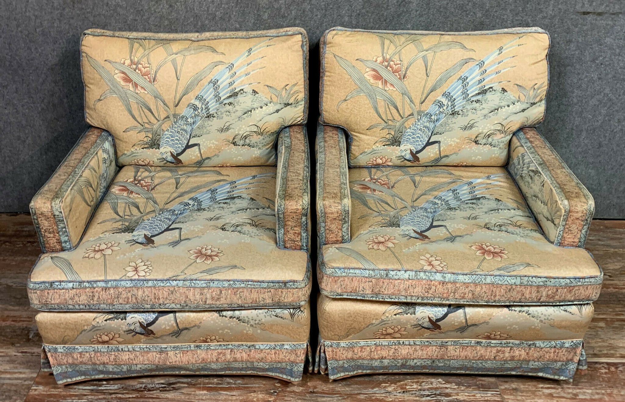 pair of Napoleon III period armchairs of Asian inspiration around 1850-1880