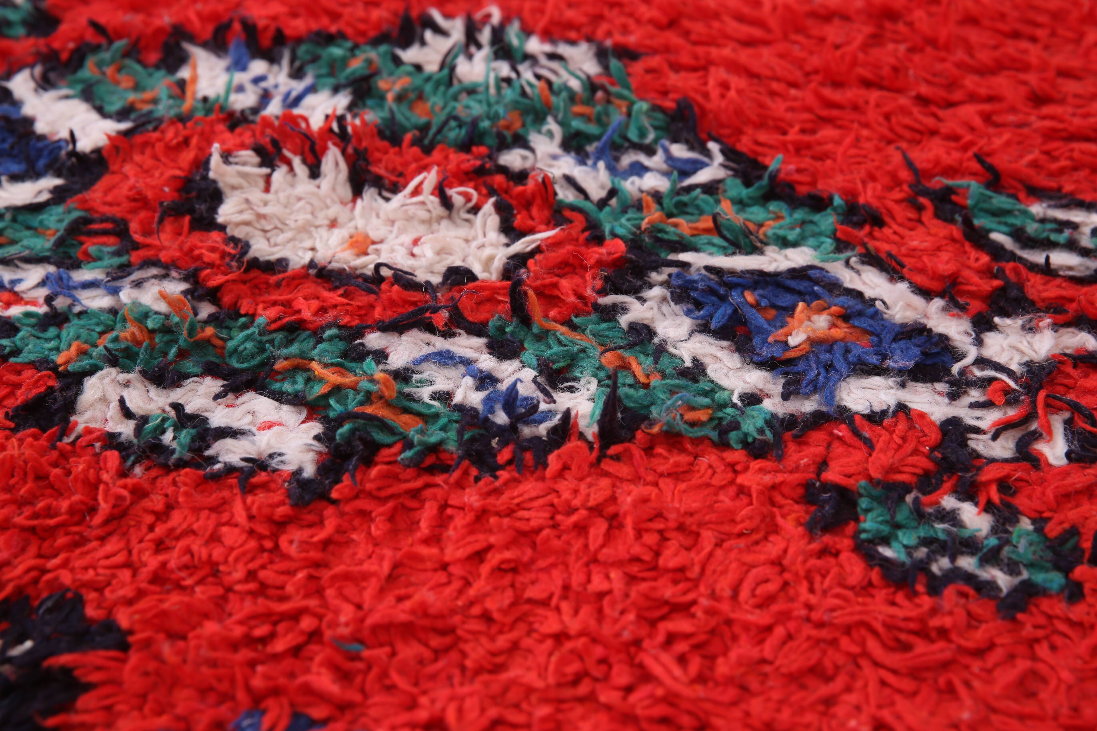 Red Vintage Moroccan Rug 167 x 190 cm - Berber Wool Rug - Handmade Rug Boho