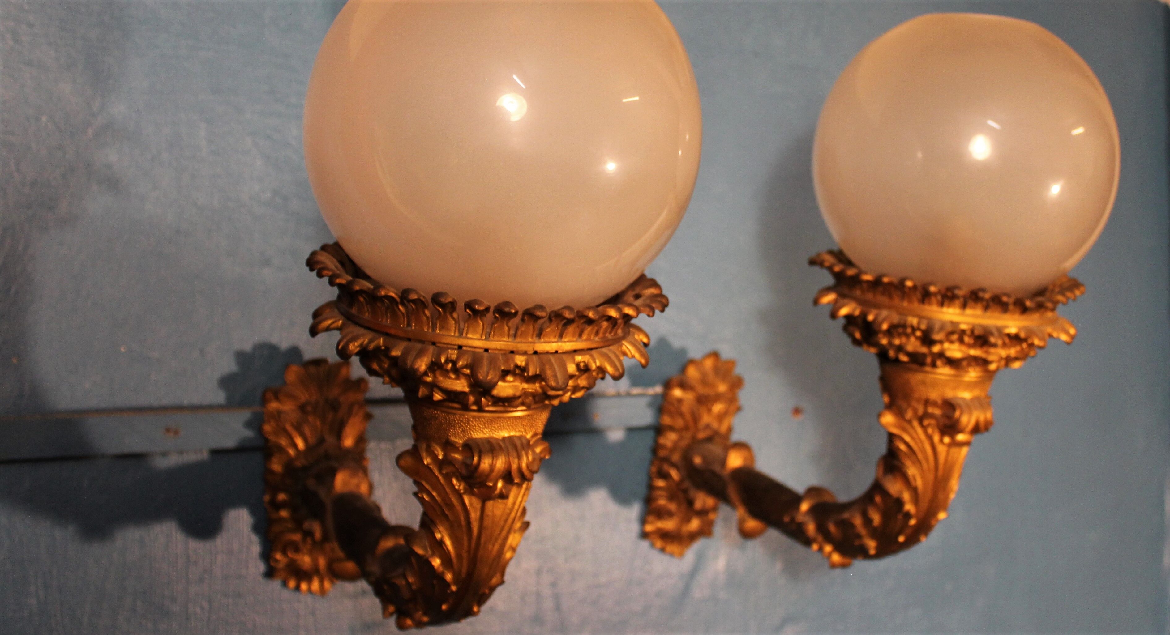 Pair of wall light  bronze "Torches / torches" early twentieth century