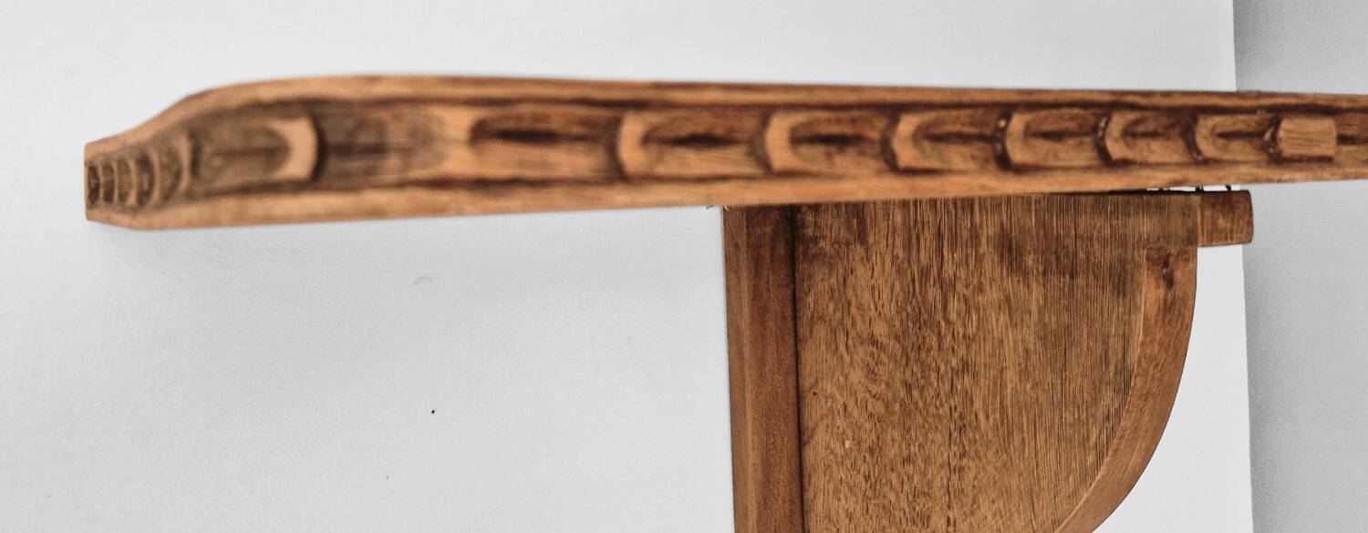 Solid oak wall shelf - Rustic Louis XVI style