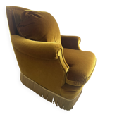 Fauteuil Burov Paris vintage velours moutarde bronze
