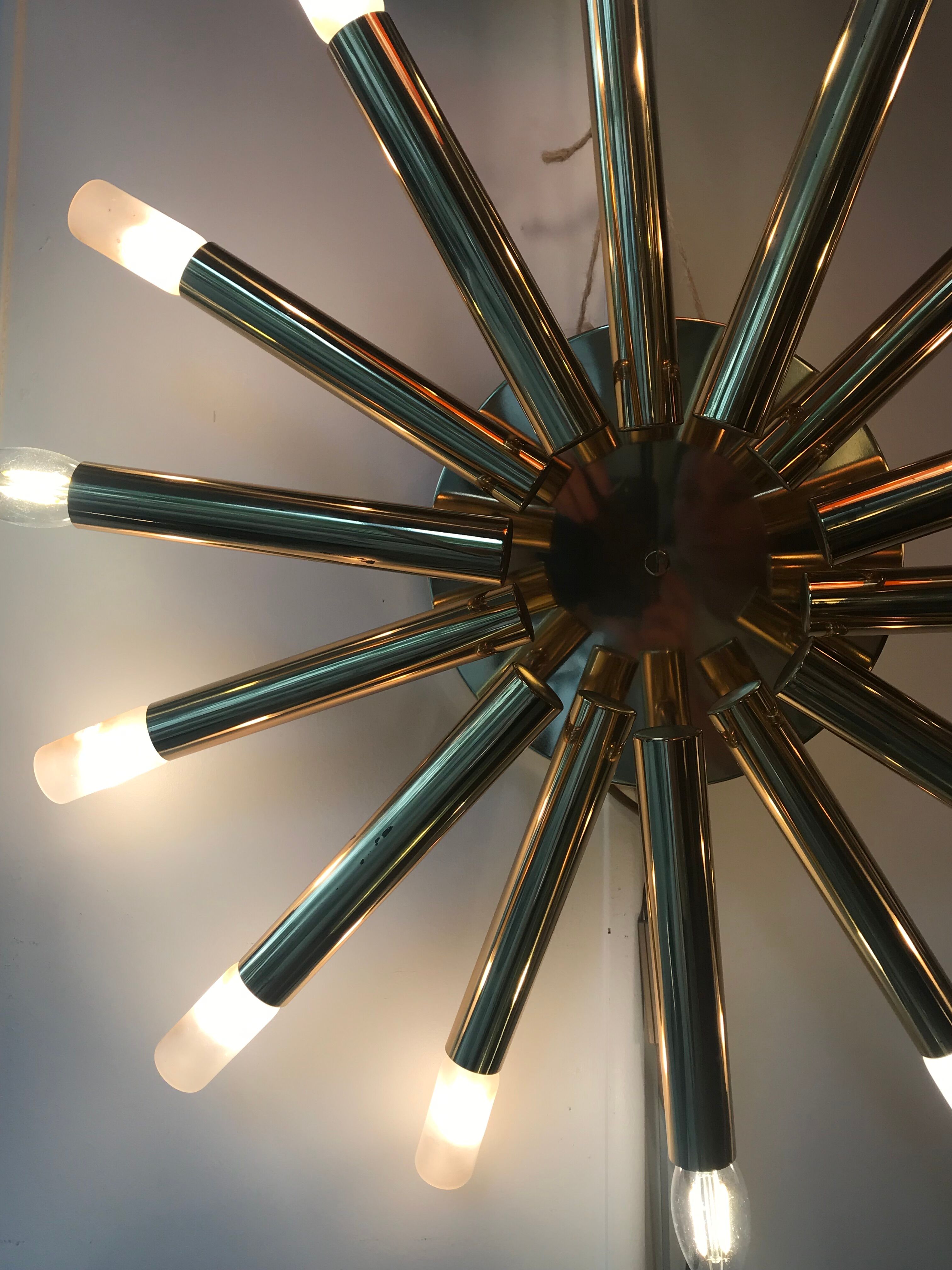 Chandelier 14 branches brass Sciolari House 1960