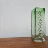 Brutalist glass block vase from the mid-century space age, 1960s