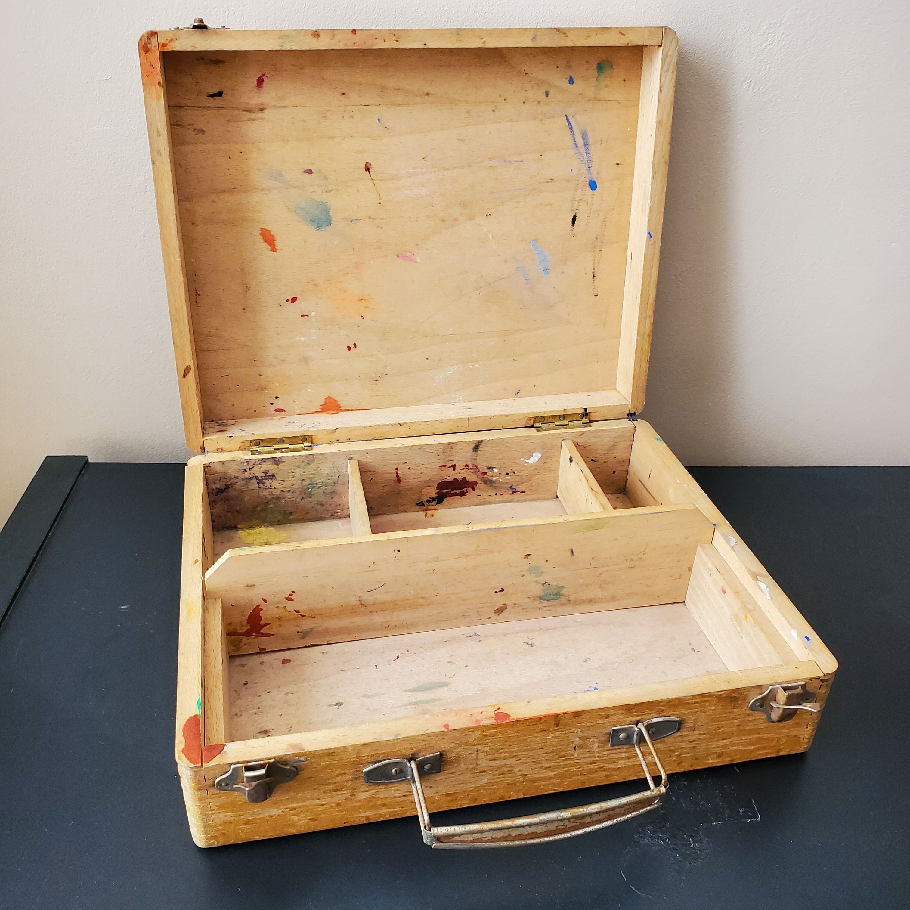 Old wooden painter's case box