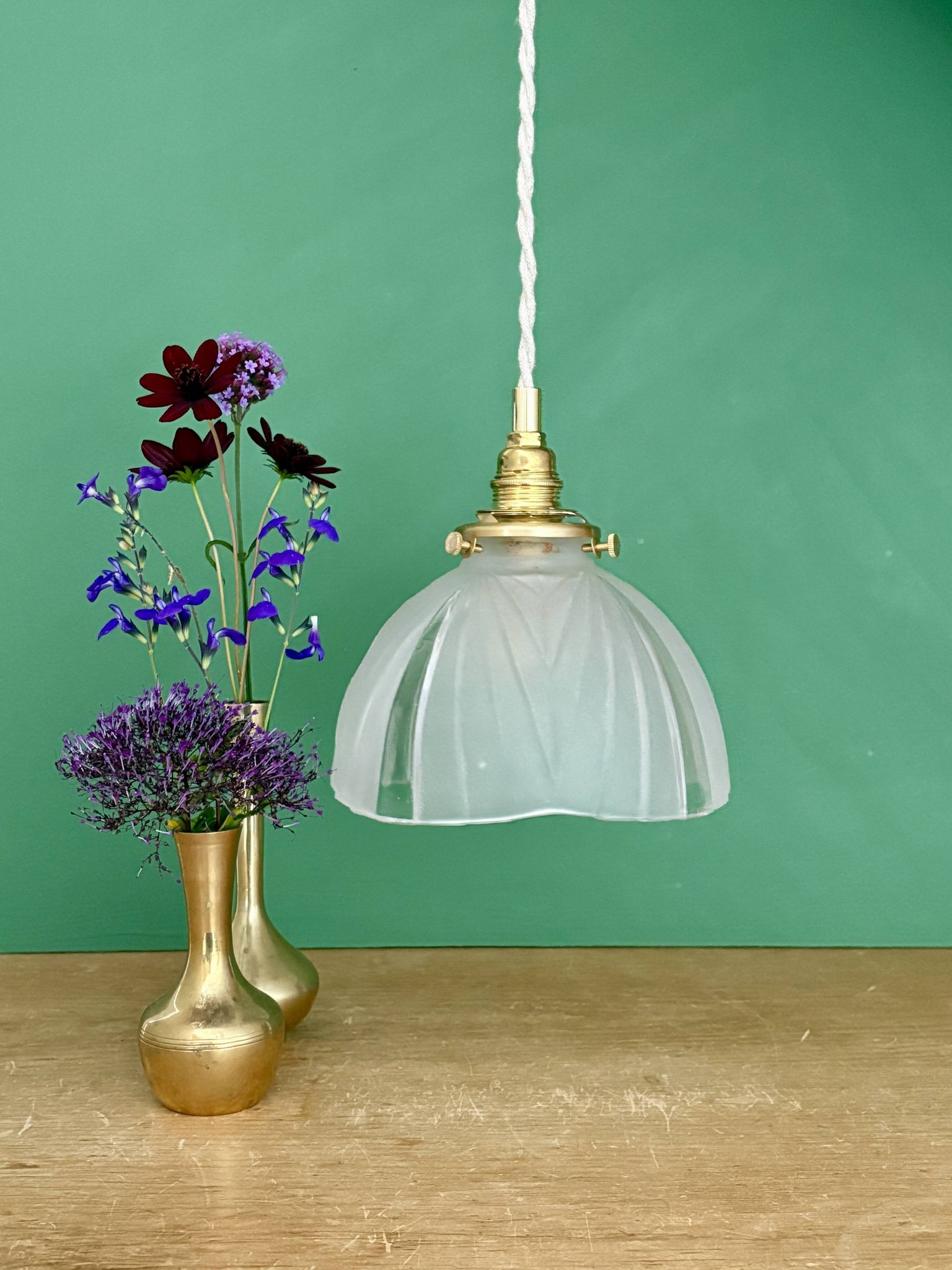Vintage art deco frosted glass lampshade pendant light