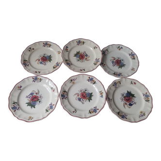 Series of 6 flat plates in earthenware of sarreguemines model agreste