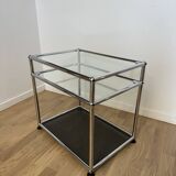USM Haller side table in glass and anthracite grey