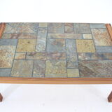 1970s Solid Teak and Tile Coffee Table, Denmark
