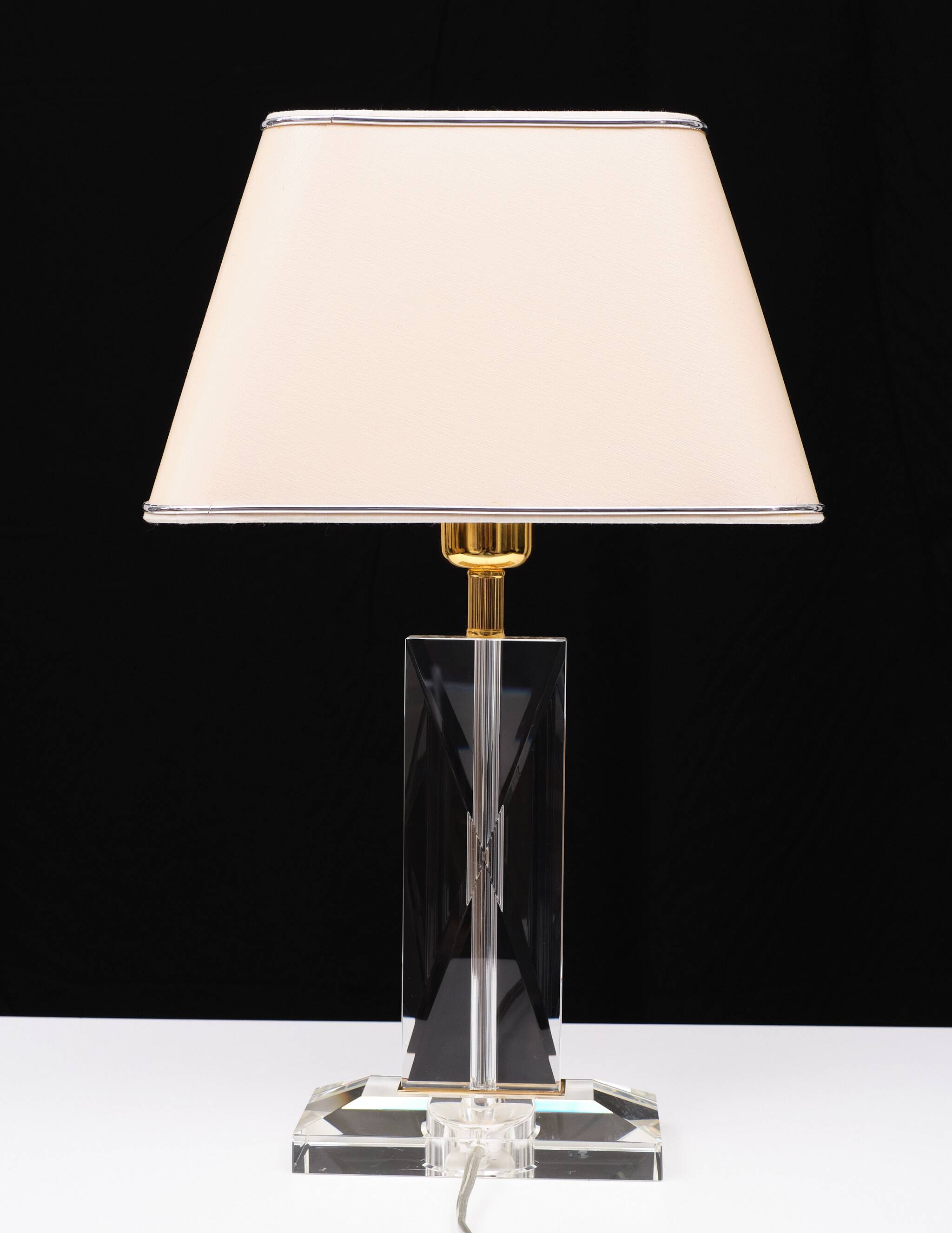 Lampe de table en cristal Hollywood Regency Allemagne années 1970