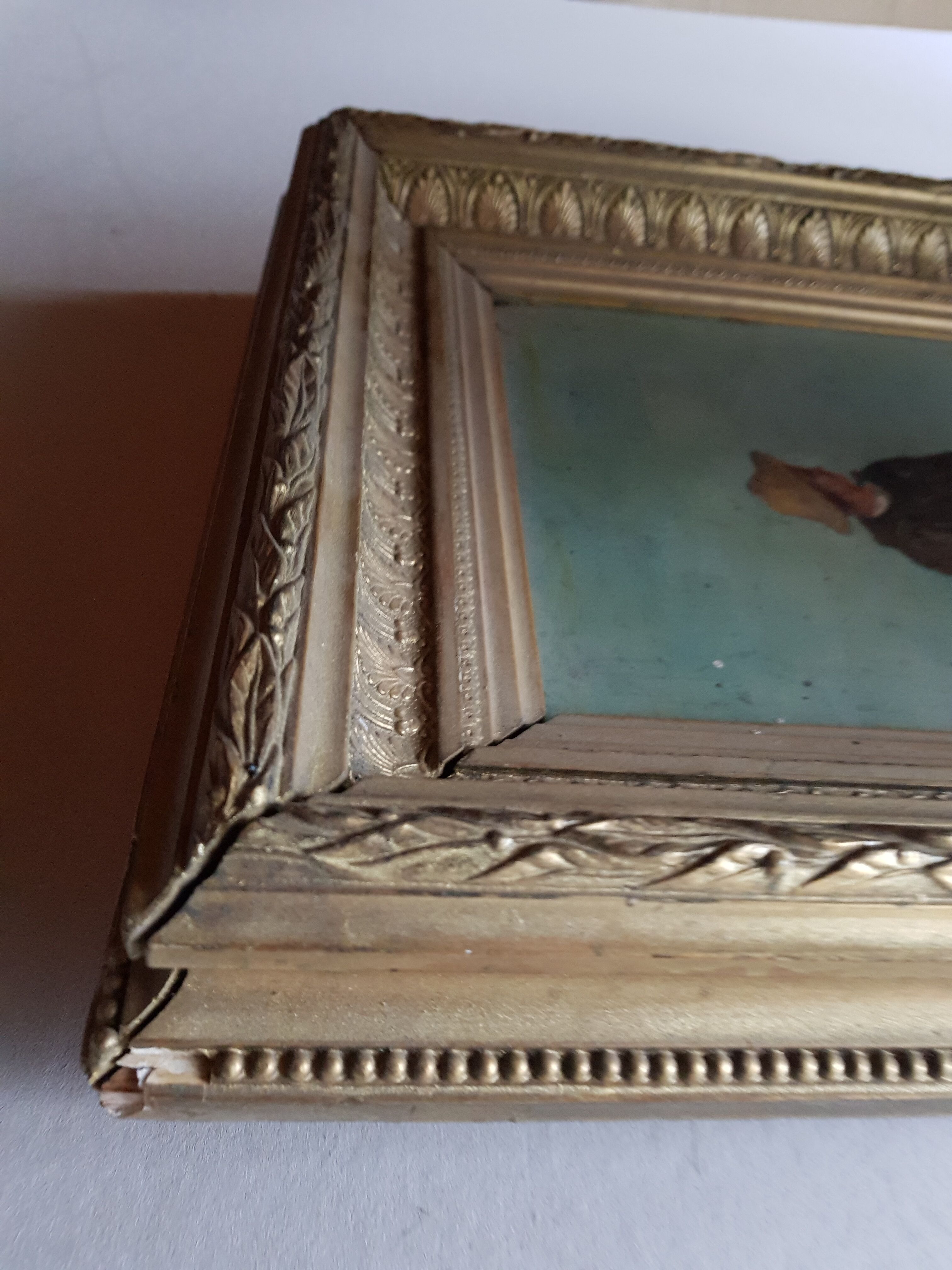 Ancient oil-on-wood painting 19th Century