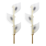 J.T. Kalmar Two Pairs of Large Floral Wall Sconces Auguri in Brass, Austria, 1950s