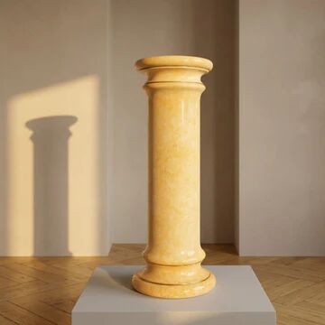 Vintage glazed ceramic pedestal column, marbled onyx & marble effect display stand, 20th century