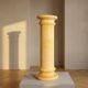 Vintage glazed ceramic pedestal column, marbled onyx & marble effect display stand, 20th century