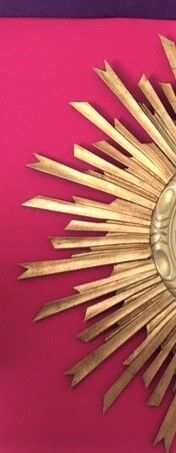 Mirror sun old gilded wood, 67 cm, middle XXth