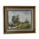 Watercolour landscape river with bridge
