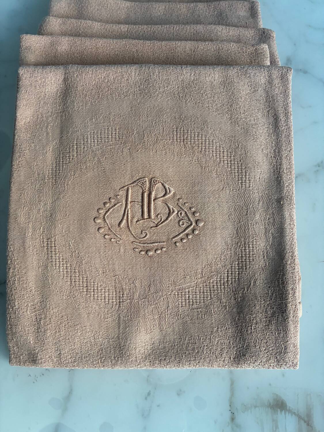 6 vintage monogrammed AB napkins