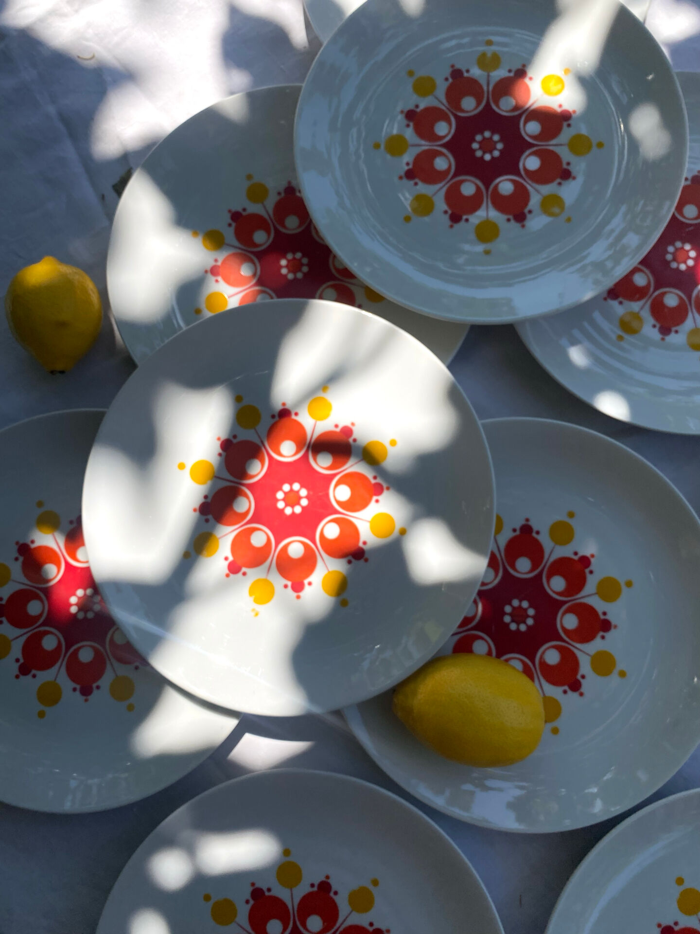 Service de table vintage Winterling, 20 pièces, décor pop années 70