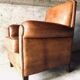 Fauteuil Club vintage en cuir « cognac »