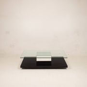 Cidue Mid Century Italian Black Lacquer, Mirror and Glass Coffee Table 1970