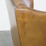 English style sheepskin wing chair