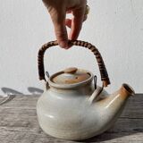 Grand Feu ceramic stoneware and rattan teapot