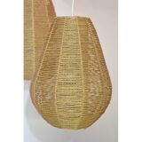 Scandinavian chandelier, teak, in rope lined with rhodoid, Temde, 1960