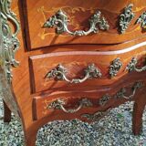 Louis xv style marble top marquetry chest of drawers