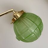 Vintage art deco globe wall light in green glass