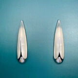 Pair bobbin sconces in sandblasted glass and chromed metal