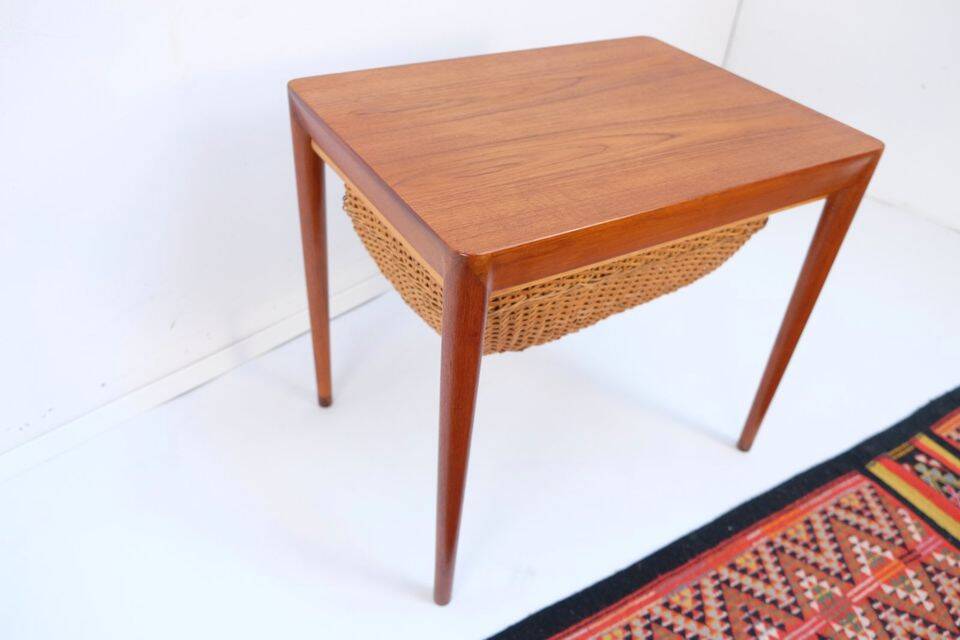 Mid-20th century Danish sewing table/side table in teak, Haslev Hansen