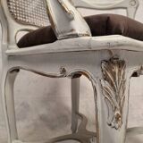 Pair of Regency-style caned armchairs - painted wood - 19th century