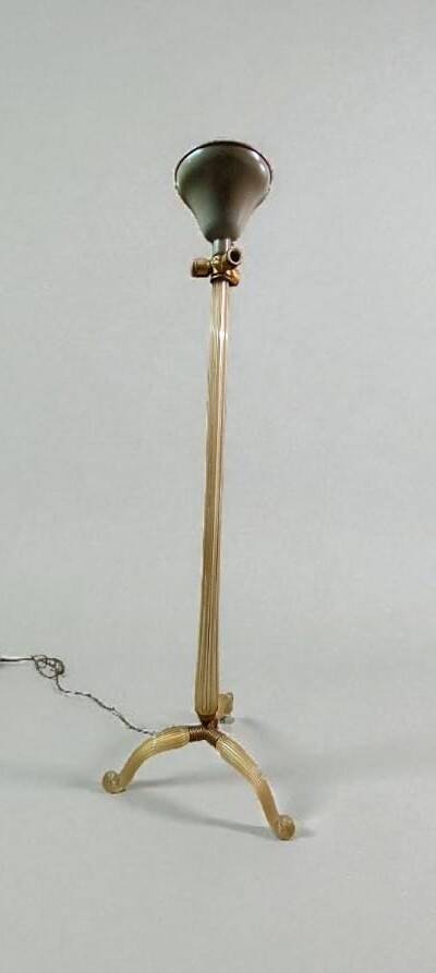 Barovier & Toso tripod floor lamp in gilded Murano glass 1930/40