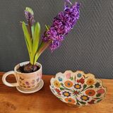 Vintage Enamelled Brass Fruit Bowl – Floral Centrepiece with Edge Fe