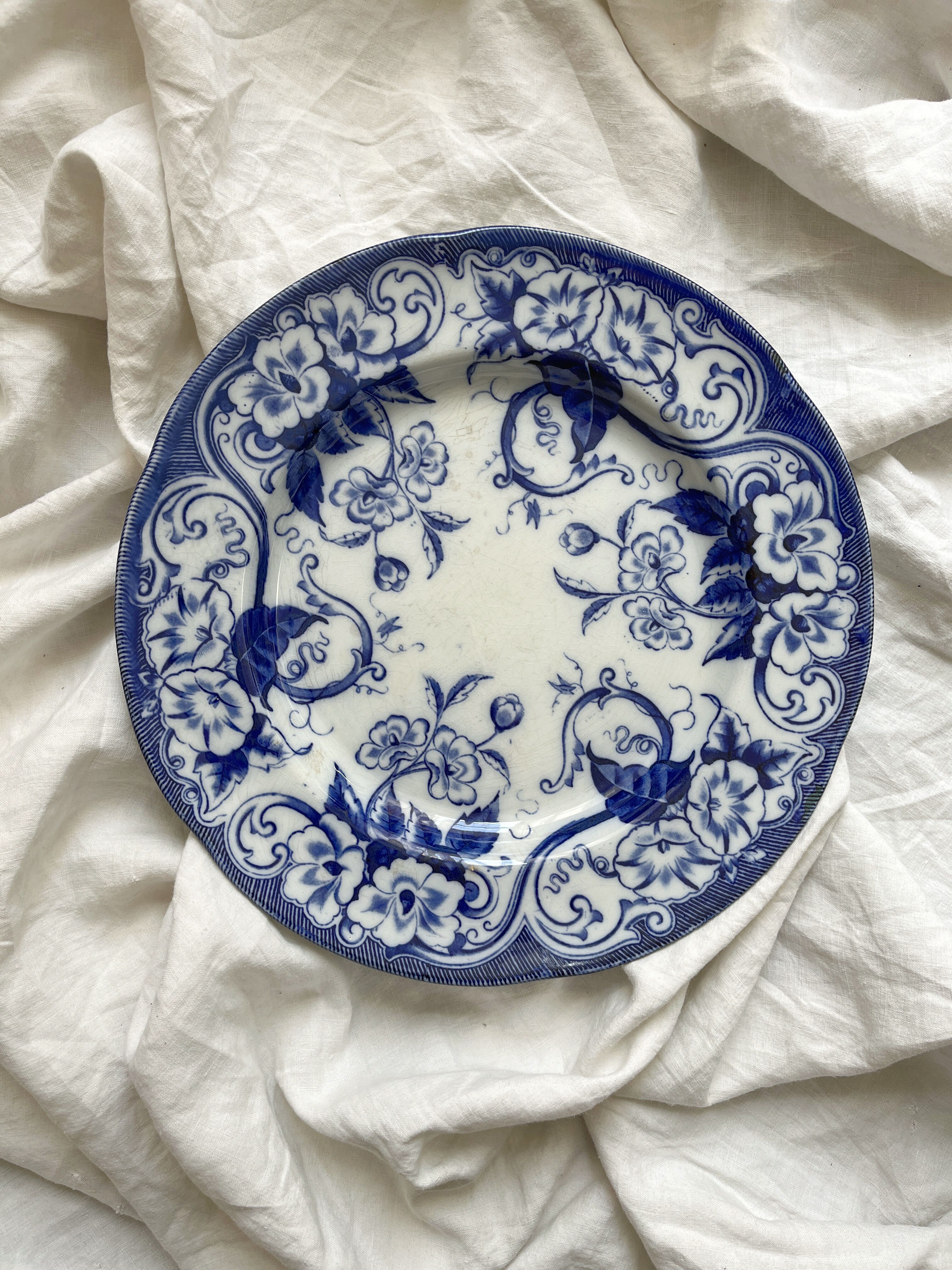 Round ironstone dish Flora Creil and Montereau late 19th century