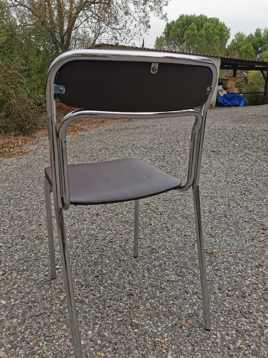 Paire de chaises vintage métal chromé