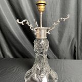 20th century crystal lamp with silver metal frame