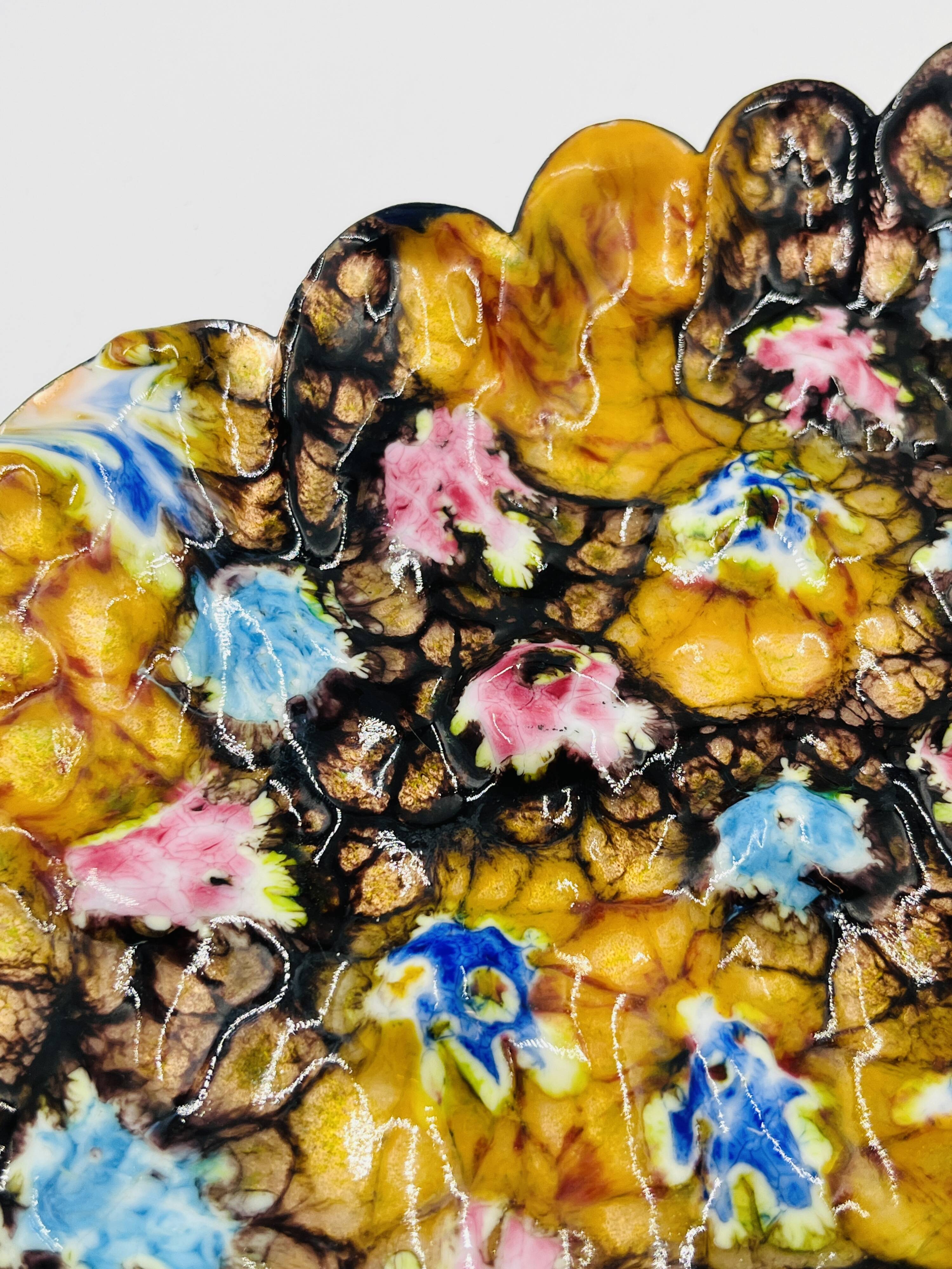 Large Enamelled Copper Plate Esmaltes Garcia 70s
