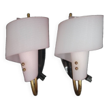 Pair of wall lights 1950 1960 Design Geru Leuchten Plexiglas and Brass