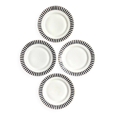 4 dessert plates in white, black and gold Limoges porcelain