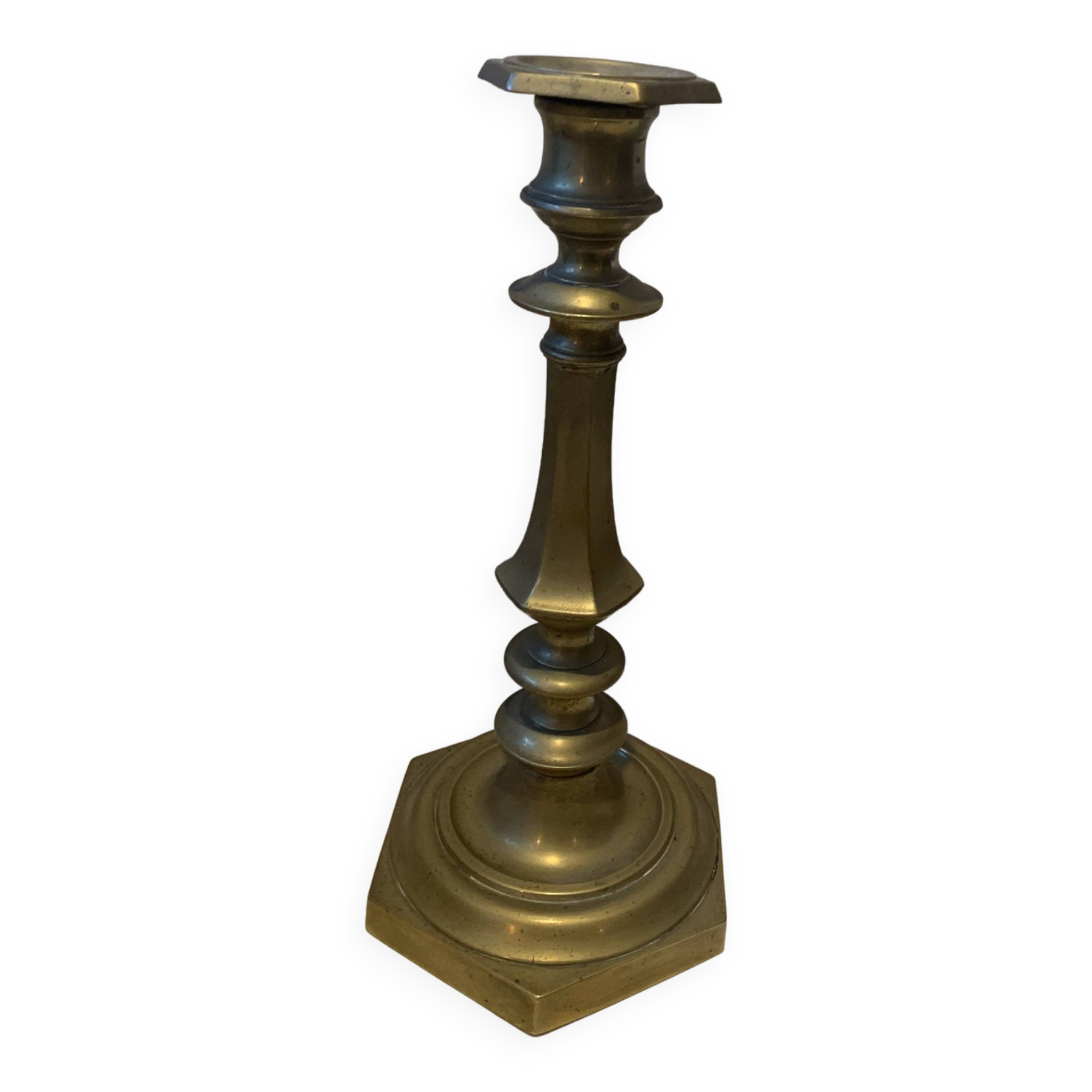 Large vintage golden brass candle holder