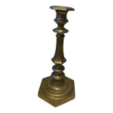 Large vintage golden brass candle holder