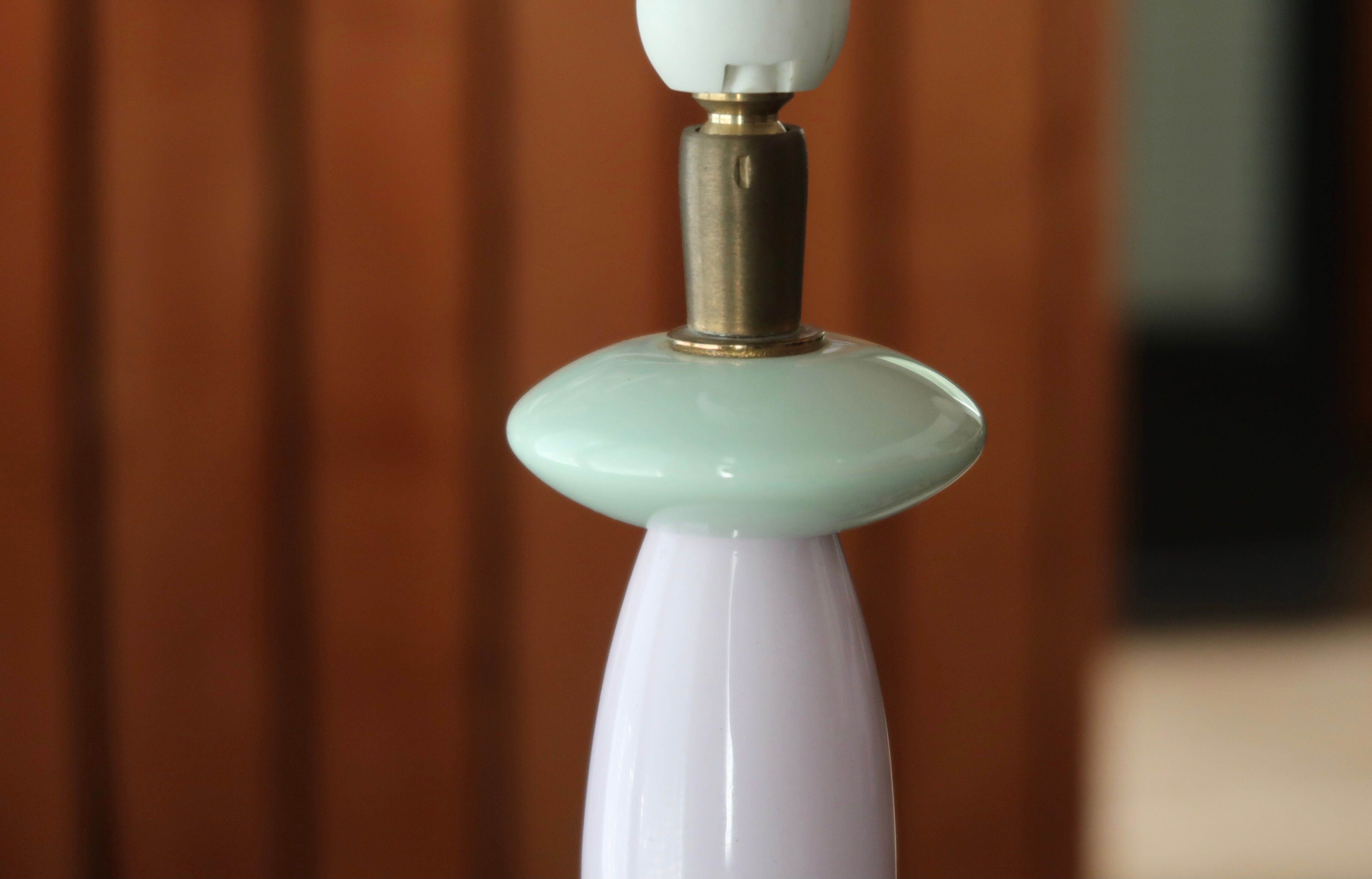 Ceramic column lamp pastel tones, 90s