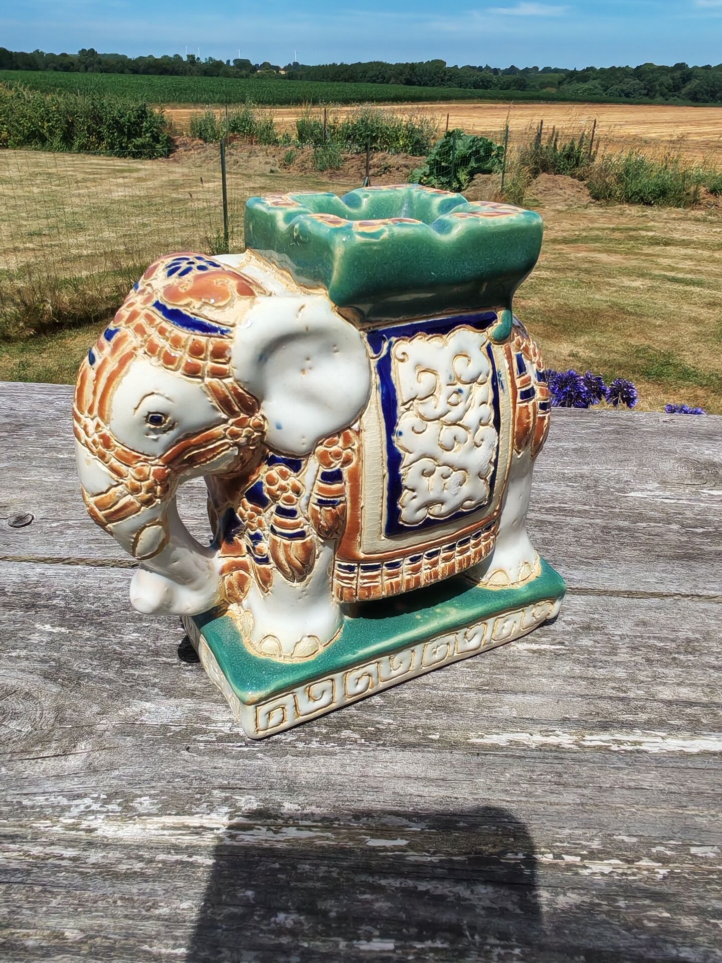 Cendrier vide poche  éléphant en céramique
